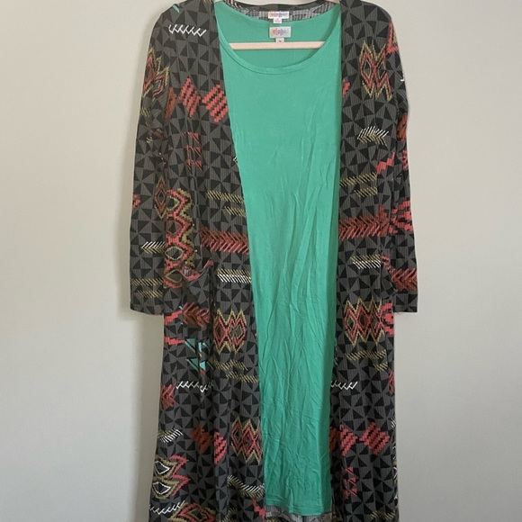 Solid Teal Lularoe Julia Dress - Picture 9 of 11